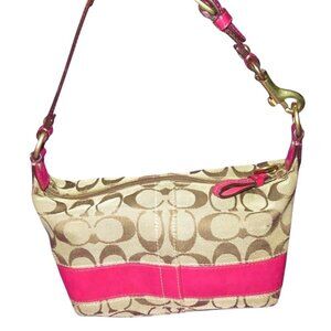 Coach 2008 Legacy Cursive Creed Limited Edition Canvas Leather Pink Stripe Demi